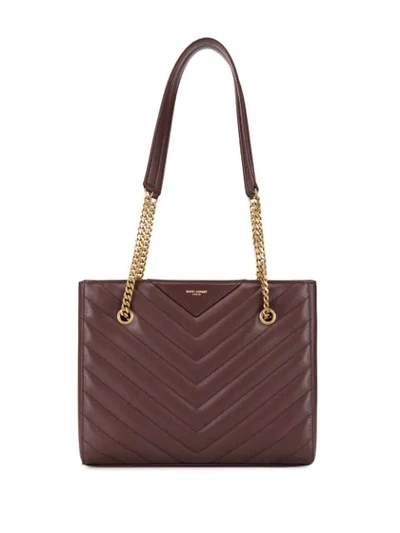 Shop Saint Laurent Quilted Shoulder Bag In Brown