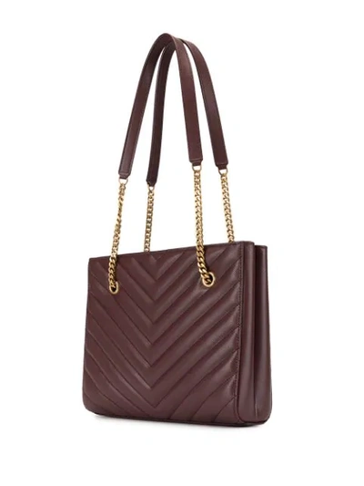 Shop Saint Laurent Quilted Shoulder Bag In Brown