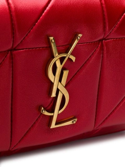 Shop Saint Laurent Logo Plaque Shoulder Bag In Red