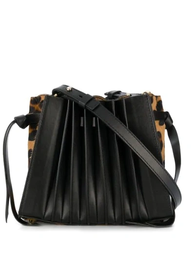 Shop Sara Battaglia Franca Leopard Mini Shoulder Bag In Black