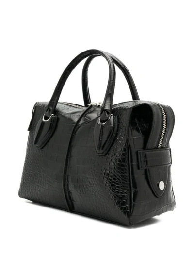 TOD'S MEDIUM BAULETTO CROC BAG - 黑色