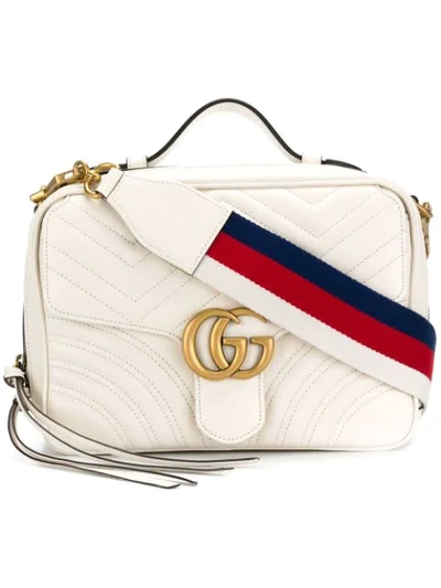 Shop Gucci Gg Marmont Matelassé Shoulder Bag In White