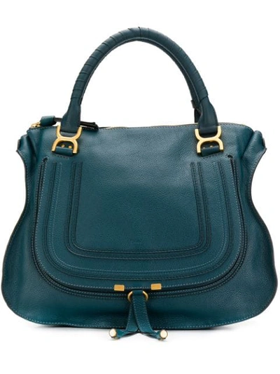 Chloé 'medium Marcie' Leather Satchel - Blue In Blue
