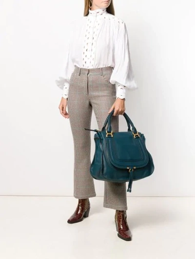 Chloé 'medium Marcie' Leather Satchel - Blue In Blue