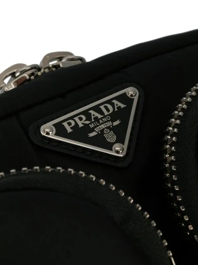 Shop Prada Logo Clutch Bag In Black