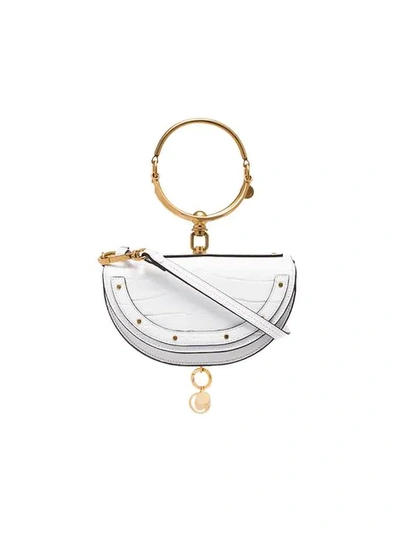 Shop Chloé White Nile Mini Leather Bracelet Bag