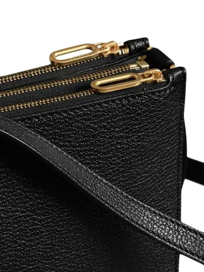 Shop Burberry Triple Zip Grainy Leather Crossbody Bag In Black