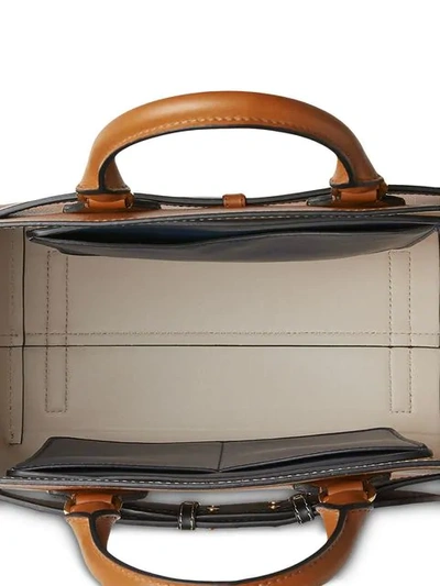 Shop Burberry The Medium Leather Colour Block Detail Belt Bag In Cognac