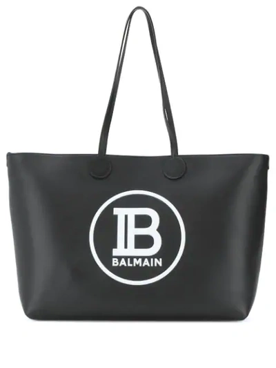 Shop Balmain Medium Shopping Tote Bag In Black