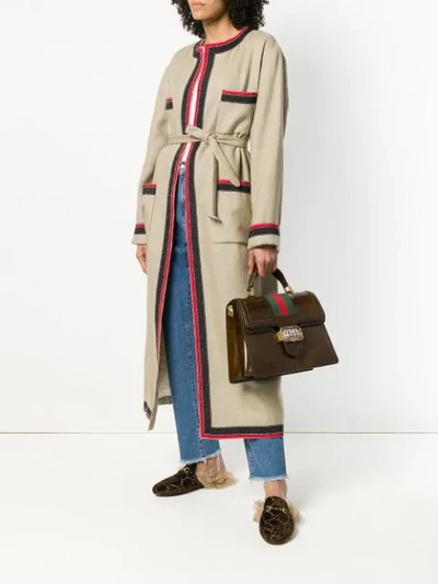 Gucci Linea Medium Top-handle Bag With Snake-frame Buckle In Brown