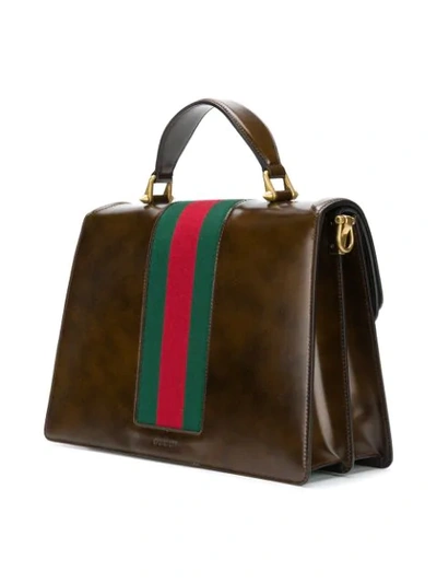 Shop Gucci Medium Top Handle Tote - Brown