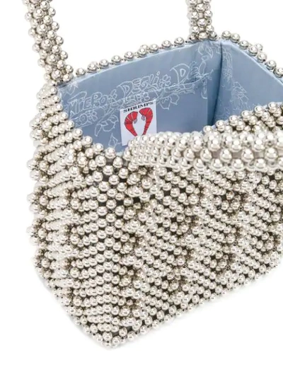 Shop Shrimps Beaded Design Tote Bag In Metallic