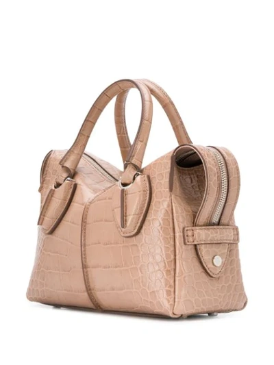 Shop Tod's Mini Croc Embossed Bag In Neutrals