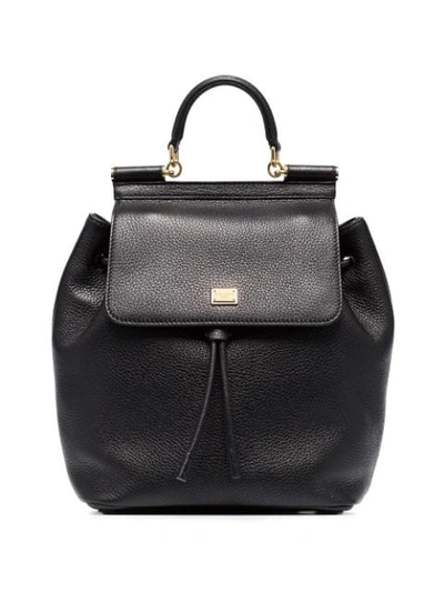 Shop Dolce & Gabbana Black Sicily Leather Backpack
