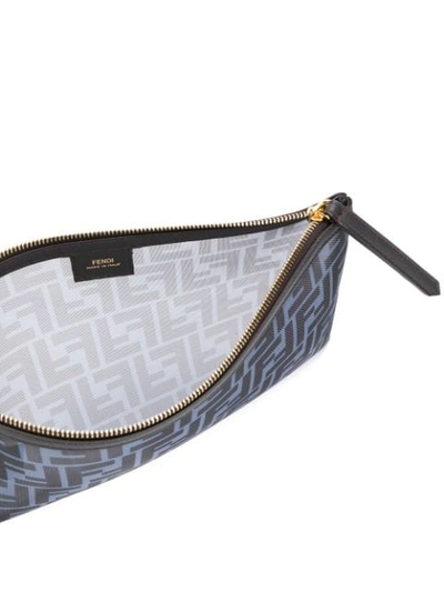 Shop Fendi Logo Mesh Clutch Bag In Blue