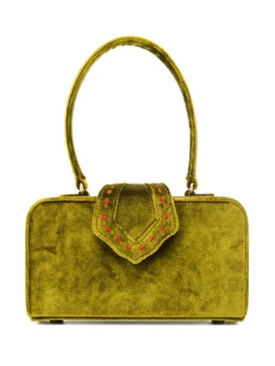 Shop Mehry Mu Velvet Boxy Tote In Green