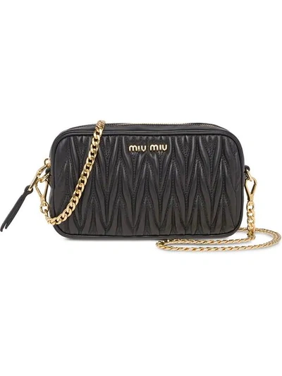 Shop Miu Miu Black Matelassé Leather Belt Bag