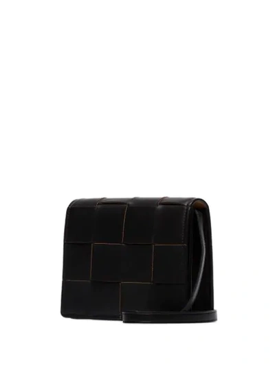 Shop Bottega Veneta Black Woven Leather Shoulder Bag