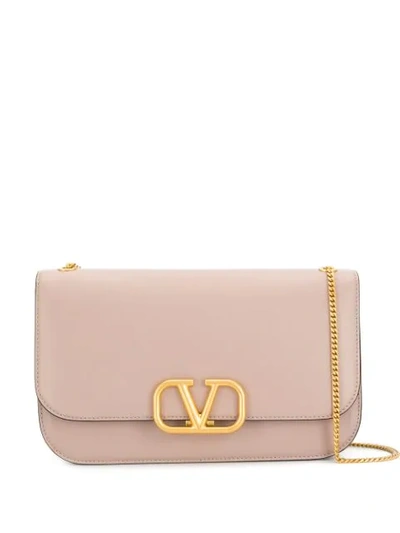 Shop Valentino Vlock Shoulder Bag In Neutrals