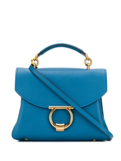 Shop Ferragamo Gancini Tote Bag In Blue