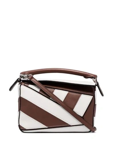 Shop Loewe Mini Puzzle Shoulder Bag In Brown