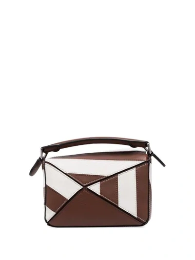 Shop Loewe Mini Puzzle Shoulder Bag In Brown