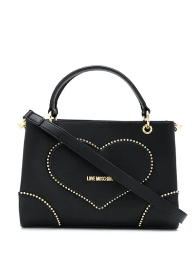 Shop Love Moschino Studded Tote Bag In Black