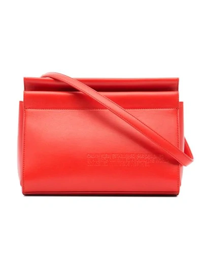 Shop Calvin Klein 205w39nyc Red Top Zip Leather Cross-body Bag