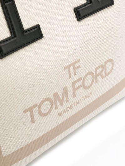Shop Tom Ford Logo Tote Bag In Neutrals