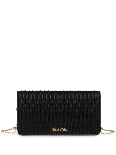 Shop Miu Miu Crystal Gold Mini-bag In Black