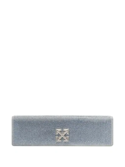 Shop Off-white Jitney 2.2 Embellished Clutch In Grey