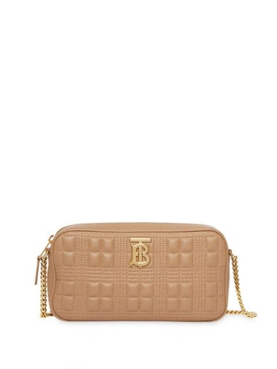 Shop Burberry Quilted Check Camera Bag In Neutrals