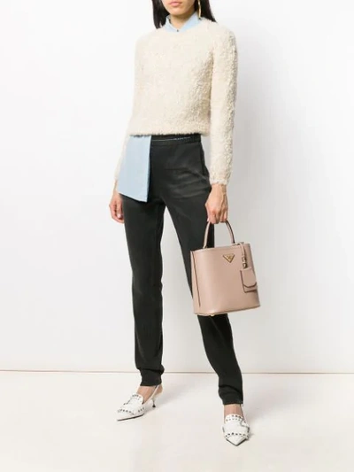 Prada Double Saffiano Tote Bag In F0udw Cipria