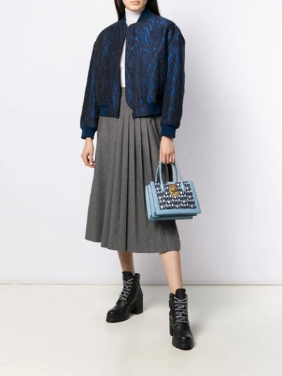 Shop Miu Miu Miu Confidential Jacquard Monogram Tote In Blue