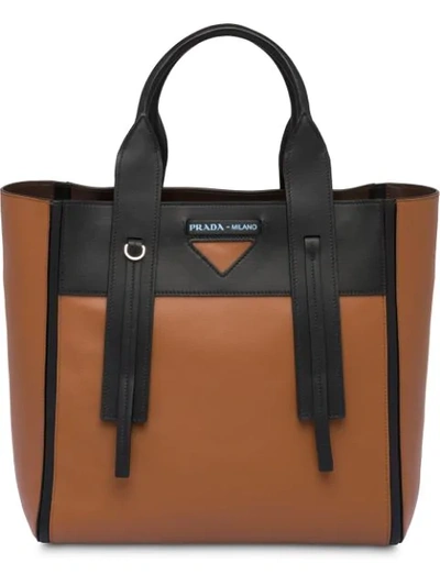 Shop Prada Ouverture Medium Bag In Brown