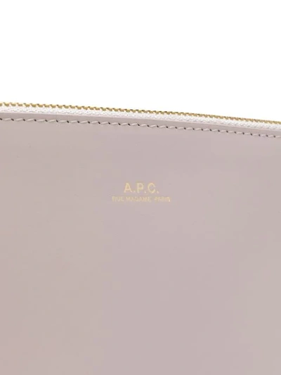 Shop Apc Leather Zipped Clutch In Pink