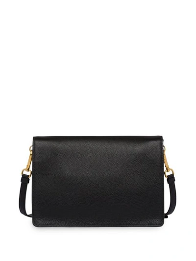 Shop Prada Foldover Top Shoulder Bag In Black
