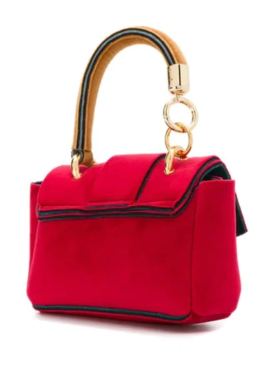 Shop Alila Mini Venice Tote Bag In Red/petrol/caramel