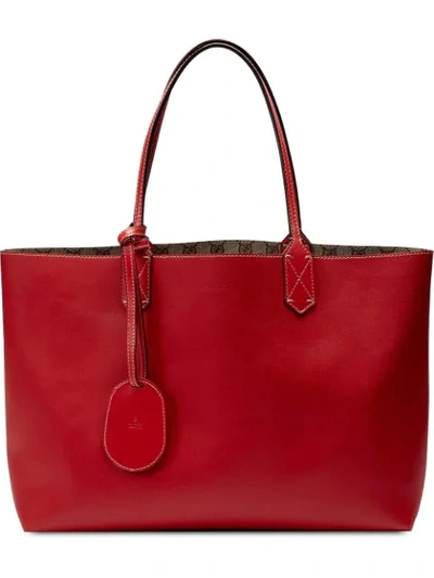 Shop Gucci Reversible Gg Medium Tote In 8411 Red