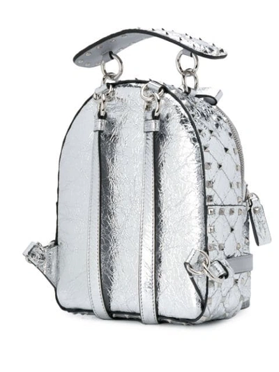 Shop Valentino Garavani Mini 'rockstud' Rucksack In Silver