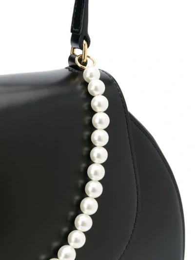 Shop Simone Rocha Bean Faux Pearl-embellished Top-handle Bag In Black