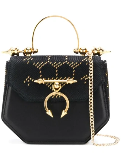 Shop Okhtein Studded Shoulder Bag - Black