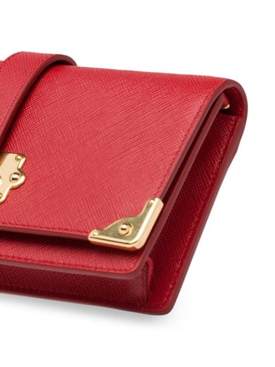 Shop Prada Cahier Saffiano Mini Cross-body Bag In Red
