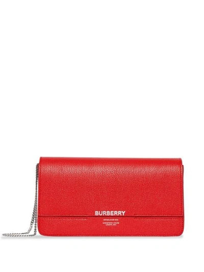 Shop Burberry Leather Grace Clutch In Red