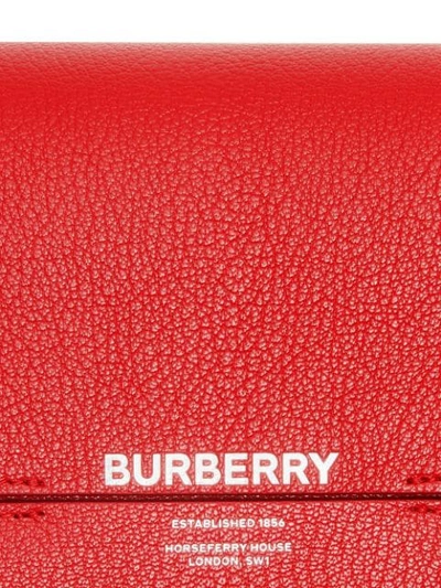 Shop Burberry Leather Grace Clutch In Red