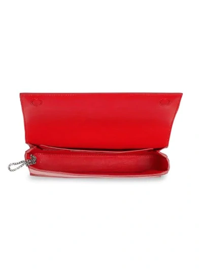 Shop Burberry Leather Grace Clutch In Red