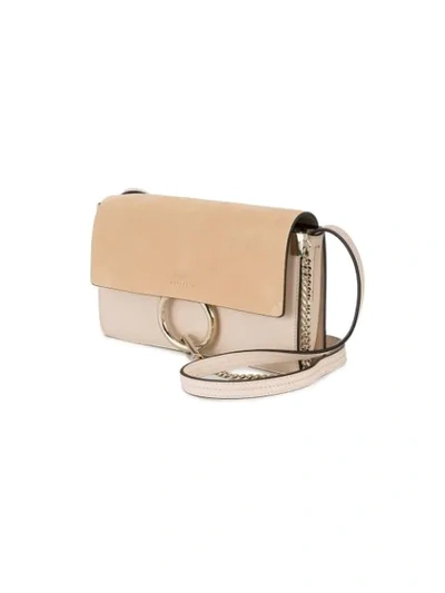 Shop Chloé Cement Pink Faye Small Leather And Suede Shoulder Bag
