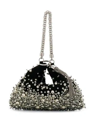 JIMMY CHOO CALLIE FAUX PEARL AND CRYSTAL EMBELLISHED CLUTCH - 黑色