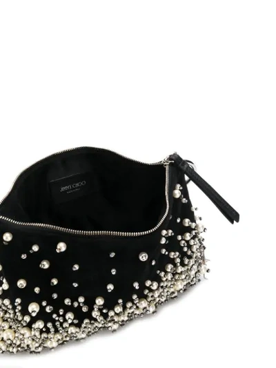 JIMMY CHOO CALLIE FAUX PEARL AND CRYSTAL EMBELLISHED CLUTCH - 黑色
