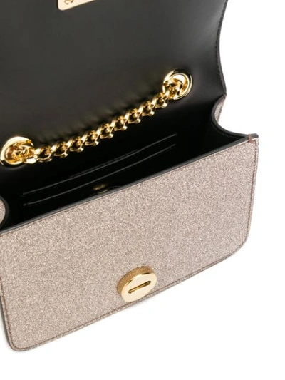Shop Ferragamo Glitter Vara Bow Crossbody Bag In Gold